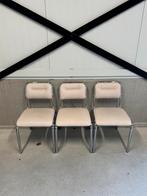 Set van 3 Chromen Vintage Retro Stoelen, Ophalen, Overige materialen, Drie, Wit
