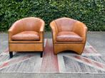 2 x Bart van Bekhoven Artistiek schapen leren fauteuils, Ophalen, Bart van Bekhoven, Gebruikt, 100 tot 125 cm