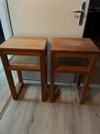 Teak houten bijzettafel hoog model, Ophalen, Minder dan 55 cm, Gebruikt, Koloniaal