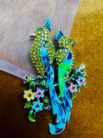 Broche Vogelpaar Nieuw, Sieraden, Tassen en Uiterlijk, Broches, Overige materialen, 4 tot 7 cm, Geel, Nieuw