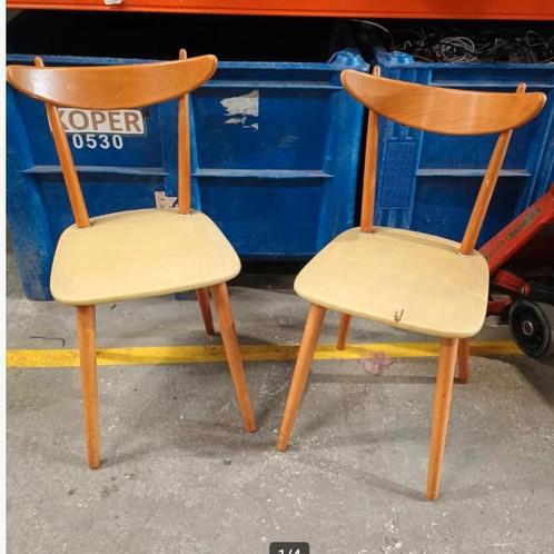 stoel 2 x vintage scandinavische eetkamer stoel, Huis en Inrichting, Stoelen, Twee, Hout, Ophalen