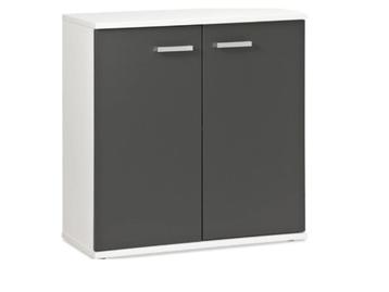 Commode 2 deuren en legplank. Kleur wit/donkergrijs  beschikbaar voor biedingen