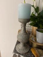 Landelijke Kandelaar met Kaars, Overige materialen, Ophalen of Verzenden, Zo goed als nieuw, Grijs