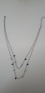 Zilverkleurige ketting met blauwe kraaltjes-siebel juwellery, Sieraden, Tassen en Uiterlijk, Kettingen, Verstelbaar, Ophalen of Verzenden