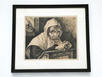 Biddende Kluizenaar met schedel van Willem Geets gesigneerd beschikbaar voor biedingen