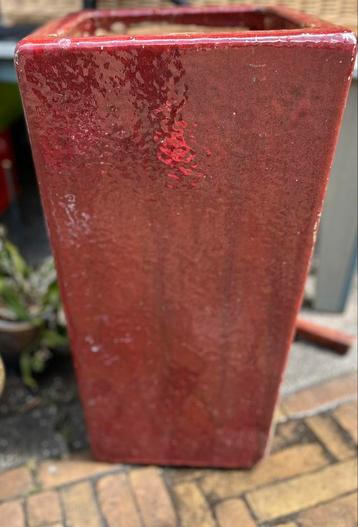 Rode hoge bloempot beschikbaar voor biedingen