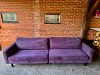 Paarse 4 zits bank, Gebruikt, 75 tot 100 cm, Rechte bank, Stof