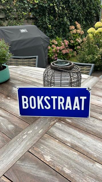 Emaille straatnaambord Bokstraat mancave kroeg zuipkeet beschikbaar voor biedingen
