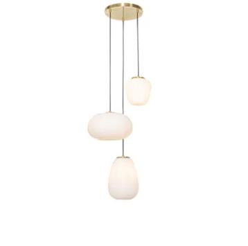 Qazqa Design hanglamp goud 3-lichts met opaal/ glas - Hero