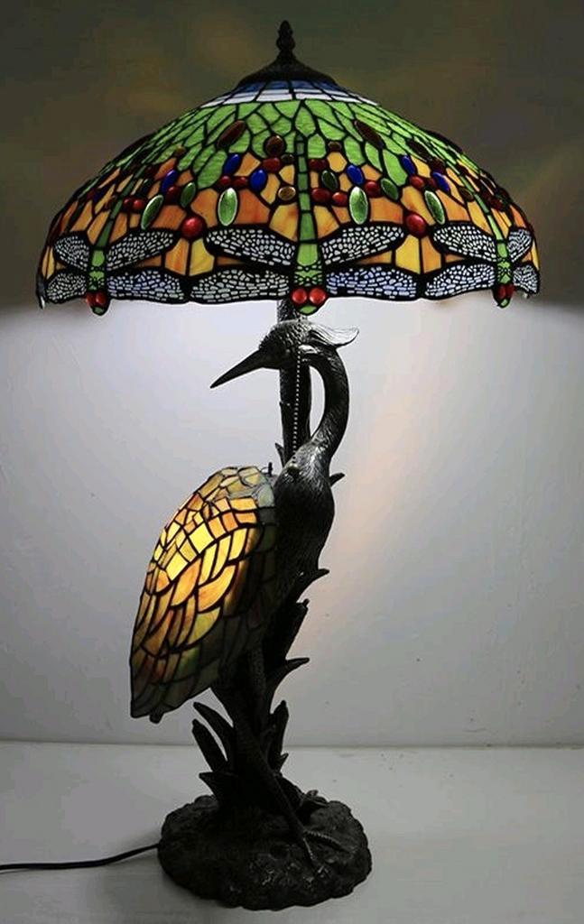 Glas in lood Tiffany tafellamp, Huis en Inrichting, Lampen | Tafellampen, Zo goed als nieuw, Minder dan 50 cm, Glas, Ophalen