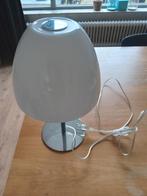 tafellampje wit glas metaal 38 cm, Ophalen, Gebruikt, Glas, Minder dan 50 cm