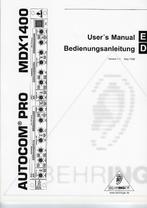 HANDLEIDING BOEK Behringer - Autocom Pro MDX1400 (UK+DUI), Muziek en Instrumenten, Effecten, Ophalen of Verzenden, Zo goed als nieuw