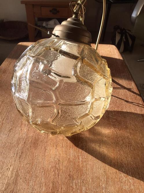 Vintage amberkleurige hanglamp, Tynell, Huis en Inrichting, Lampen | Hanglampen, Zo goed als nieuw, Minder dan 50 cm, Ophalen of Verzenden