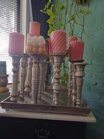 Zilverkleurig Dienblad met Kandelaars - Lifestyle, Huis en Inrichting, Woonaccessoires | Dienbladen, Ophalen of Verzenden