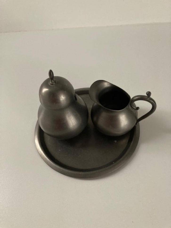tinnen roomstelletje 3 delig gemerkt, Antiek en Kunst, Antiek | Tin, Ophalen of Verzenden
