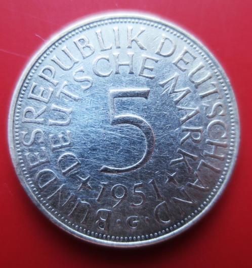 ( Set 1) 5 Mark 1951 G 5 Mark 1951 G (Duitsland), Postzegels en Munten, Munten | Europa | Niet-Euromunten, Losse munt, Duitsland