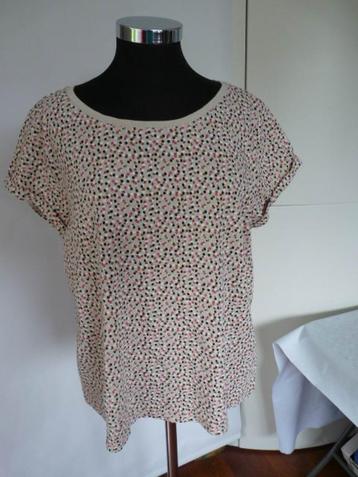 Beige met roze en zwarte stippen tshirt, EDC, mt XL beschikbaar voor biedingen