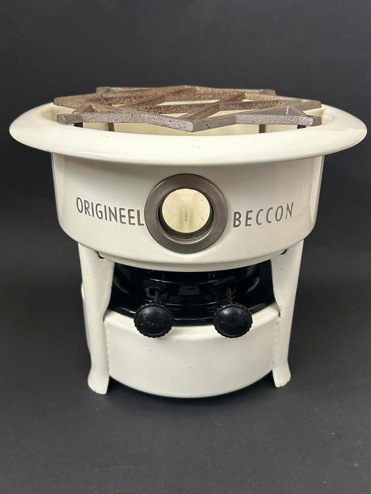 2-Pits Wit Beccon Petroleumstel, Antiek en Kunst, Antiek | Emaille, Ophalen of Verzenden