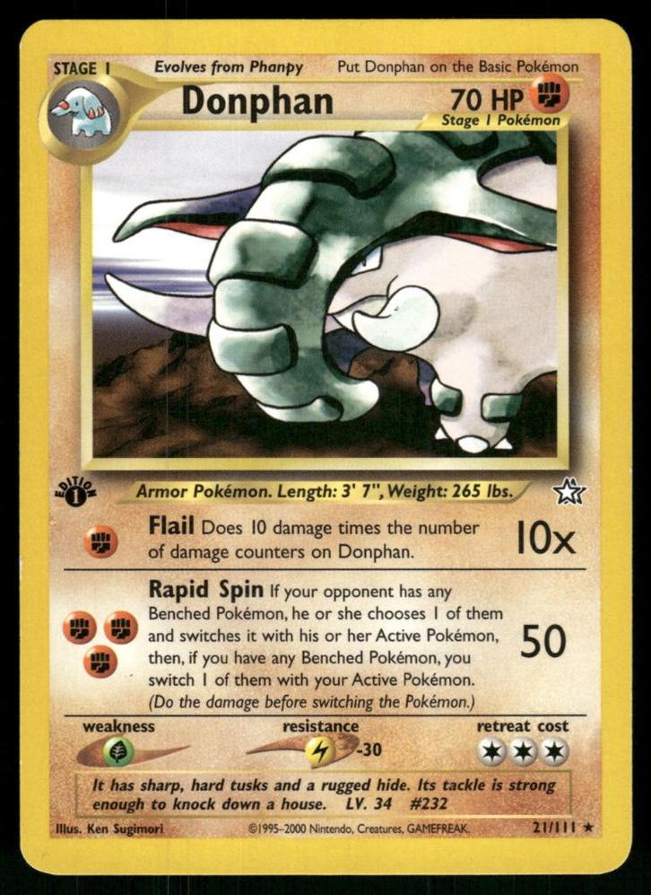Donphan 21/111 - Neo Genesis (NM), Hobby en Vrije tijd, Verzamelkaartspellen | Pokémon, Gebruikt, Verzenden