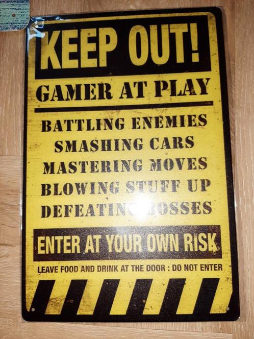 Metalen wandbord mancave boycave gamer gamers play players, Huis en Inrichting, Woonaccessoires | Tekstborden en Spreuken, Nieuw