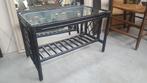 Vintage rotan zwart salontafel rechthoek tafel bijzettafel, Huis en Inrichting, Tafels | Salontafels, Ophalen, Gebruikt, 50 tot 100 cm