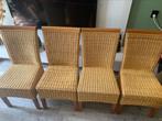 Rieten eetkamerstoelen vier stoelen rotan, Ophalen, Gebruikt, Bruin, Riet of Rotan