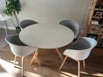 Ronde tafel en stoelen, Huis en Inrichting, Tafels | Eettafels, Ophalen, Gebruikt, Rond, Vier personen