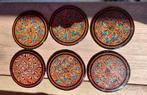 Vintage zwart bewerkt lakwerk doosje met 6 onderzetters., Ophalen of Verzenden, Zo goed als nieuw, Glas of Kopje