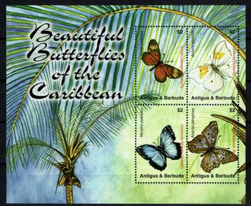 antigua 2007 pf blok vlinders insecten butterflies  beschikbaar voor biedingen