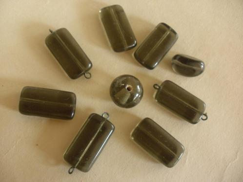 0806- Glaskralen: GROEN PLAT LANGWERPIG, Hobby en Vrije tijd, Kralen en Sieraden maken, Nieuw, Kraal, Ophalen of Verzenden