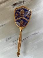 Vintage Engelse haarborstel met brokaat en vergulde details, Ophalen of Verzenden, Goud