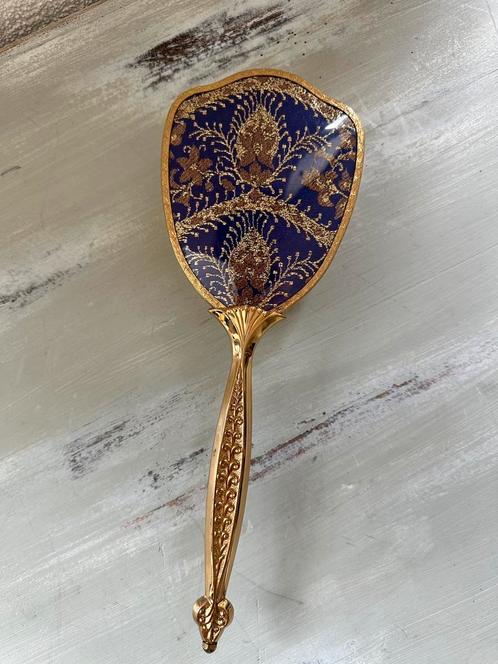 Vintage Engelse haarborstel met brokaat en vergulde details, Antiek en Kunst, Antiek | Goud en Zilver, Goud, Ophalen of Verzenden