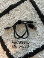 ZGAN zwart 3.5mm Aux + USB to micro-USB connector kabel, Ophalen of Verzenden, Nieuw, Minder dan 2 meter, Overige kabels