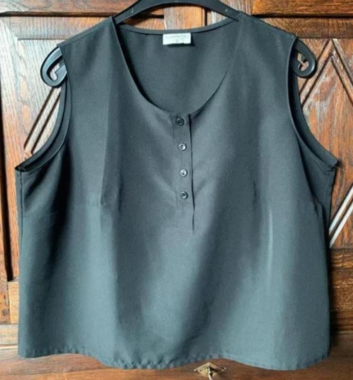 Zwart hemdje, tuniek zonder mouw; Sommermann; 48, Kleding | Dames, Grote Maten, Zo goed als nieuw, Blouse of Tuniek, Zwart, Ophalen of Verzenden