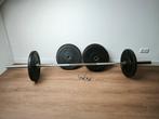 Olympische Halterset (20kg) met Bumperplates (70kg), Sport en Fitness, Ophalen of Verzenden, Gebruikt, Rug, Halterset