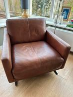 Movani cognac leren fauteuil, 75 tot 100 cm, Gebruikt, Leer, 75 tot 100 cm