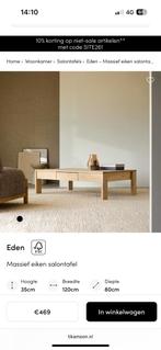 Eikenhoute salontafel tikamoon, 100 tot 150 cm, Zo goed als nieuw, Minder dan 50 cm, Rechthoekig