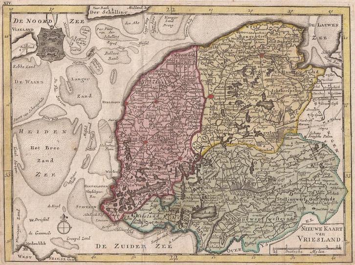 Friesland. Nieuwe Kaart van Vriesland. Elwe 1786, Antiek en Kunst, Kunst | Etsen en Gravures, Ophalen of Verzenden