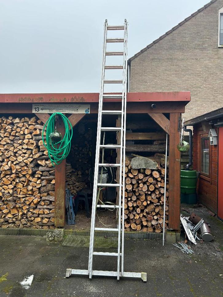 Hymer ladder 2x14 sports, Doe-het-zelf en Verbouw, Ladders en Trappen, Zo goed als nieuw, Ladder, 4 meter of meer, Opvouwbaar of Inschuifbaar