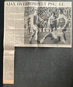 Voetbal krantenartikel Ajax PSV maart 1972 Cruijff Neeskens, Ophalen of Verzenden, 1960 tot 1980, Knipsel(s)