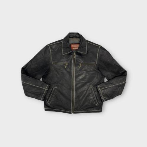 Eddy Biker heren jas maat M (100% leer), Kleding | Heren, Jassen | Winter, Gedragen, Maat 48/50 (M), Zwart, Ophalen of Verzenden