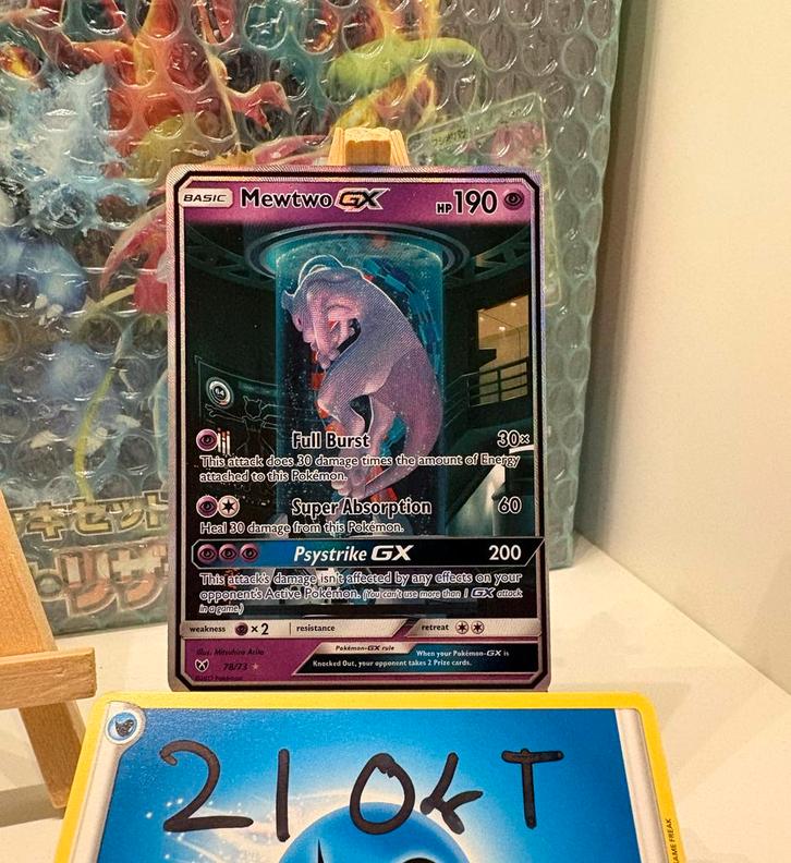 Mewtwo GX Shining Legends Alt Art NM, Hobby en Vrije tijd, Verzamelkaartspellen | Pokémon, Zo goed als nieuw, Losse kaart, Foil
