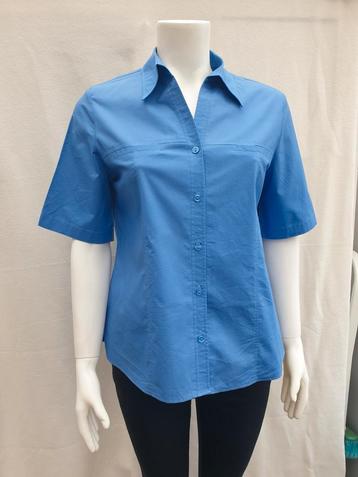 Vintage blouse, maat 42/XL - blauw - katoen - 90's  beschikbaar voor biedingen