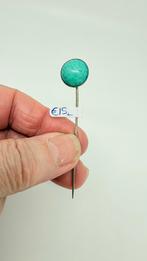 Zilveren speld met licht groene edelsteen., Sieraden, Tassen en Uiterlijk, Antieke sieraden, Ophalen of Verzenden, Zilver, Broche