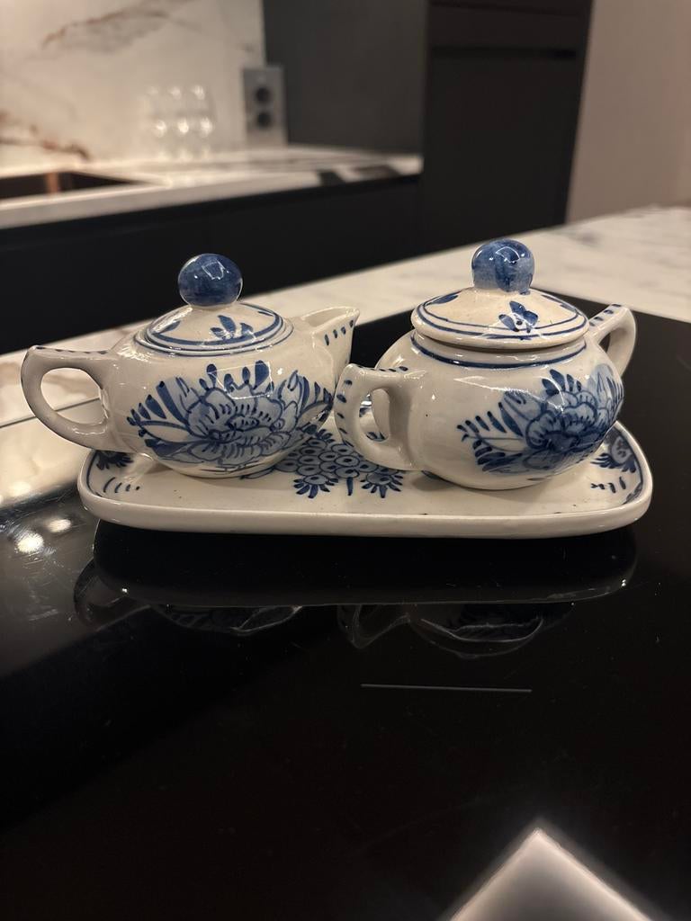 Delfts Blauw Suiker en Melk Stel, Gebruikt, Overige typen, Ophalen of Verzenden, Overige stijlen