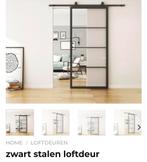 Zwart stalen loftdeur, Doe-het-zelf en Verbouw, Deuren en Horren, Binnendeur, Nieuw, Schuifdeur, Glas