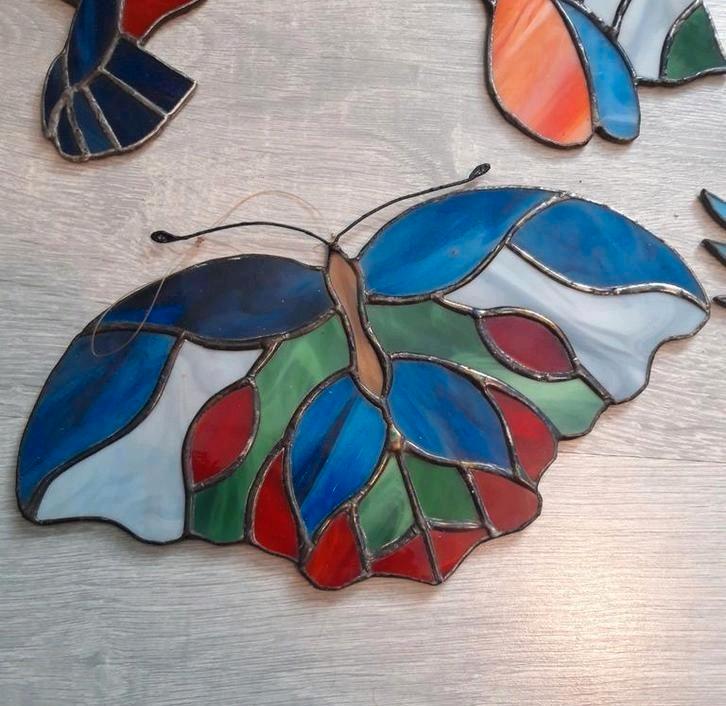 Glas in lood ijsvogel 
vogel raamdecoratie, Antiek en Kunst, Curiosa en Brocante, Ophalen of Verzenden