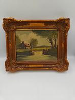 Oud antiek landschap schilderijtje, Antiek en Kunst, Ophalen of Verzenden