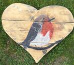 Roodborst op houten hart, Antiek en Kunst, Ophalen