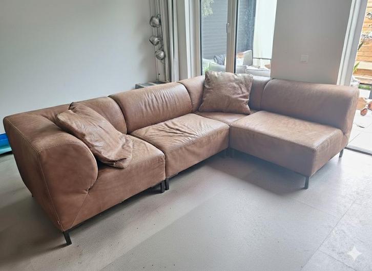 Goossens Marshall Modulaire Bank + Hocker, Huis en Inrichting, Banken | Bankstellen, Gebruikt, Rechte bank, Vierpersoons of meer